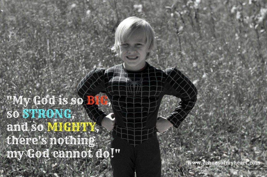 There's nothing my God can't not do lyrics with boy dressed as superhero 