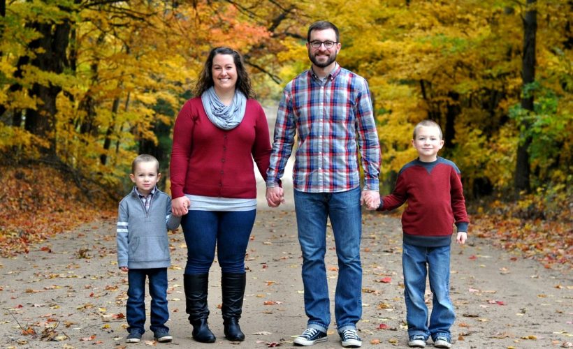 family of four fall photo by Katie M. Reid Photography