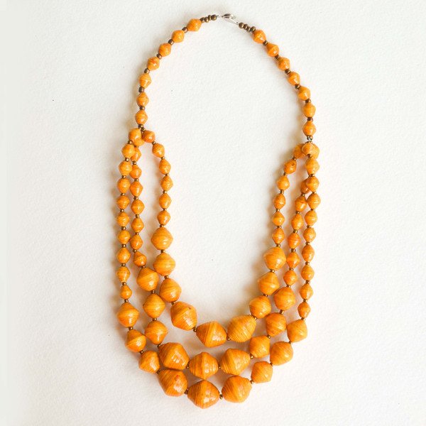 Mirembe necklace in tangerine by Fashion and Compassion 