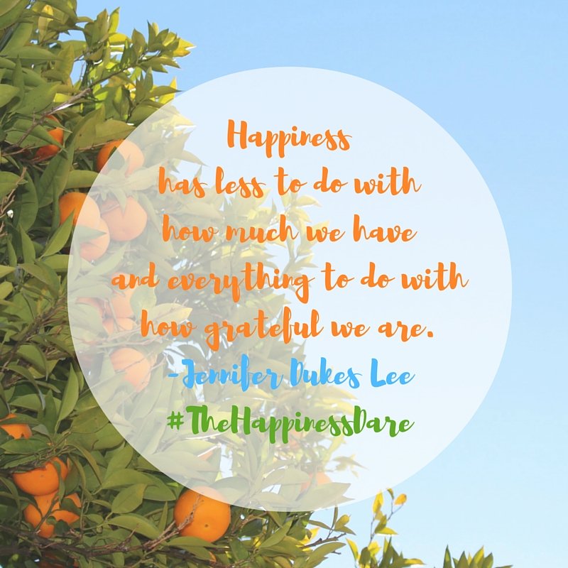 Happiness and gratefulness quote by Jennifer Dukes Lee image by Katie M. Reid