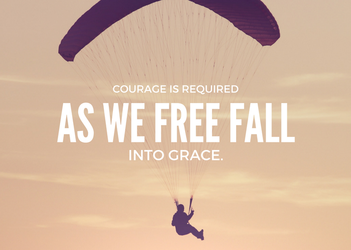 Free fall into grace quote by Katie M. Reid for Purposeful Faith