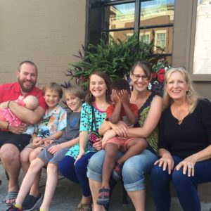 Family with Kate Battistelli at Pucketts Grocery in Franklin, Tennessee