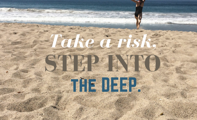 Take a risk and step into the deep waters of faith quote by Katie M. Reid