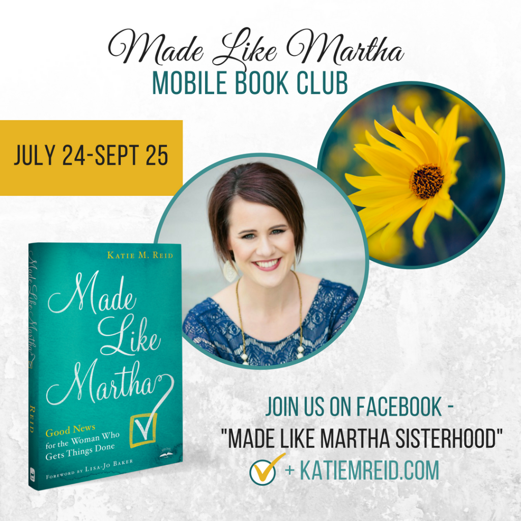 Mobile book club for Made Like Martha by Katie M. Reid published by WaterBrook 