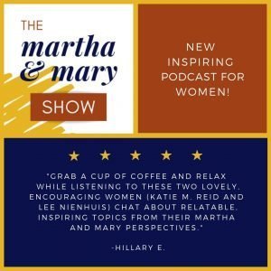 5 star review of The Martha + Mary Show podcast with Katie Reid