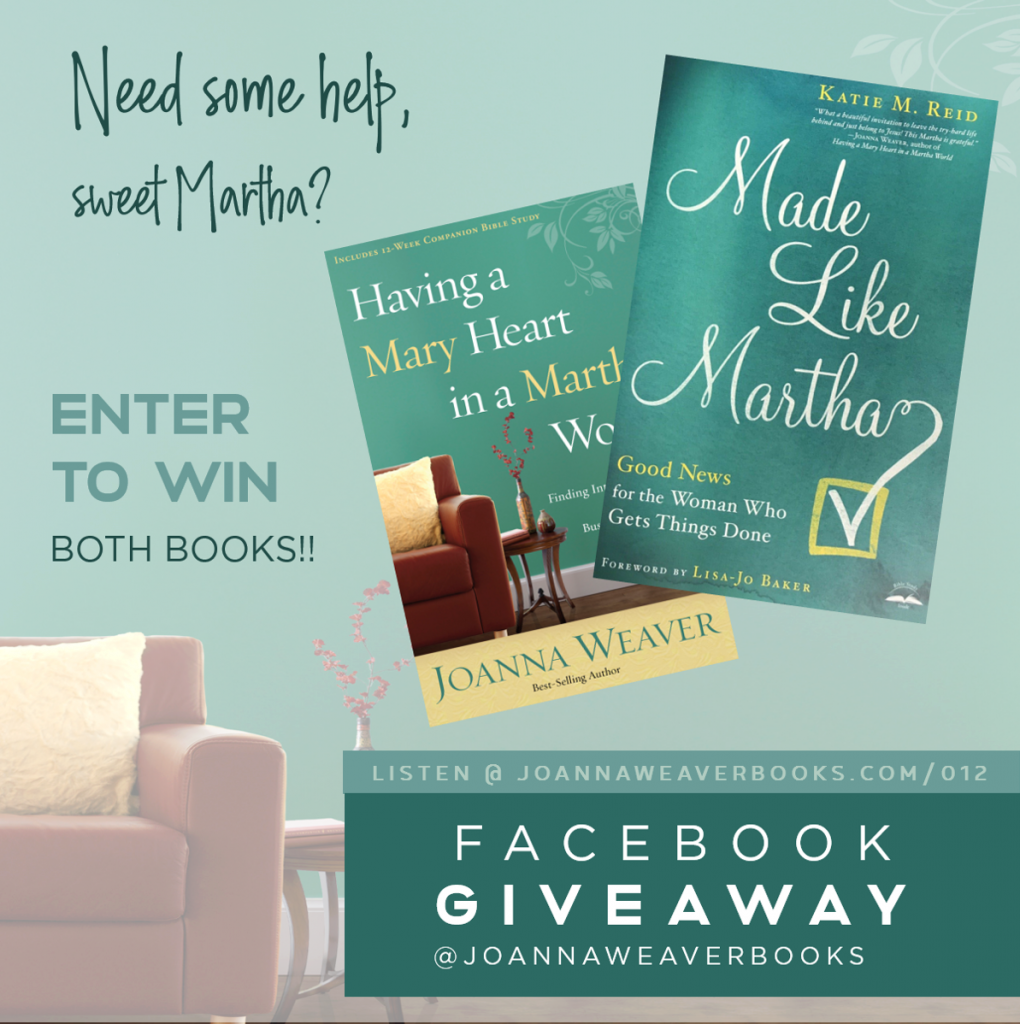 Giveaway with Joanna Weaver Having Mary Heart Martha World Made LIke Martha 