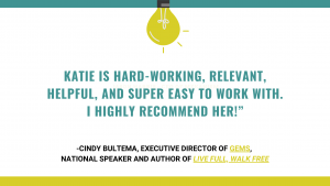 Cindy Bultema endorsement for Katie Reid creative coaching Inspiration Doula