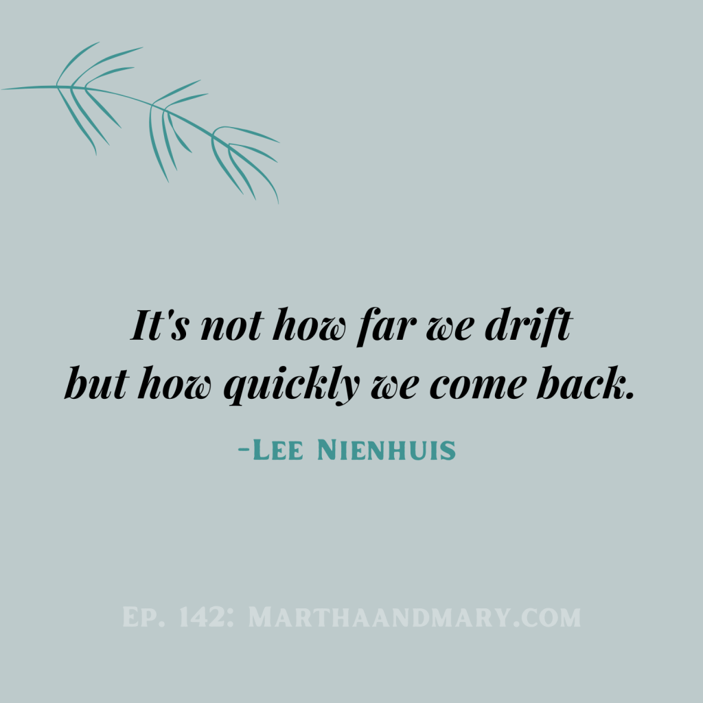 not how far we drift but how quickly we come back quote by Lee Nienhuis