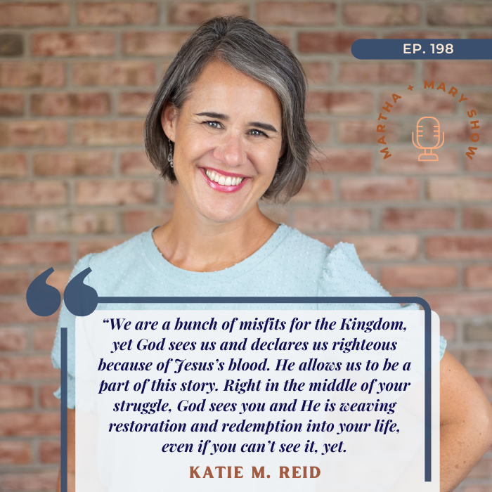 Righteous because of Jesus's blood quote Katie M. Reid Martha Mary Show podcast 
